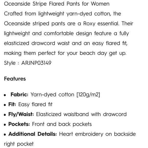 Roxy Oceanside Stripe Flared Linen Pants M NWT - Picture 16 of 16